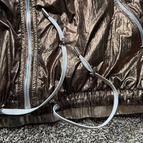 BLANKNYC Good Vibrations Reversible Metallic Windbreaker Jacket M Gold Silver - Picture 8 of 14